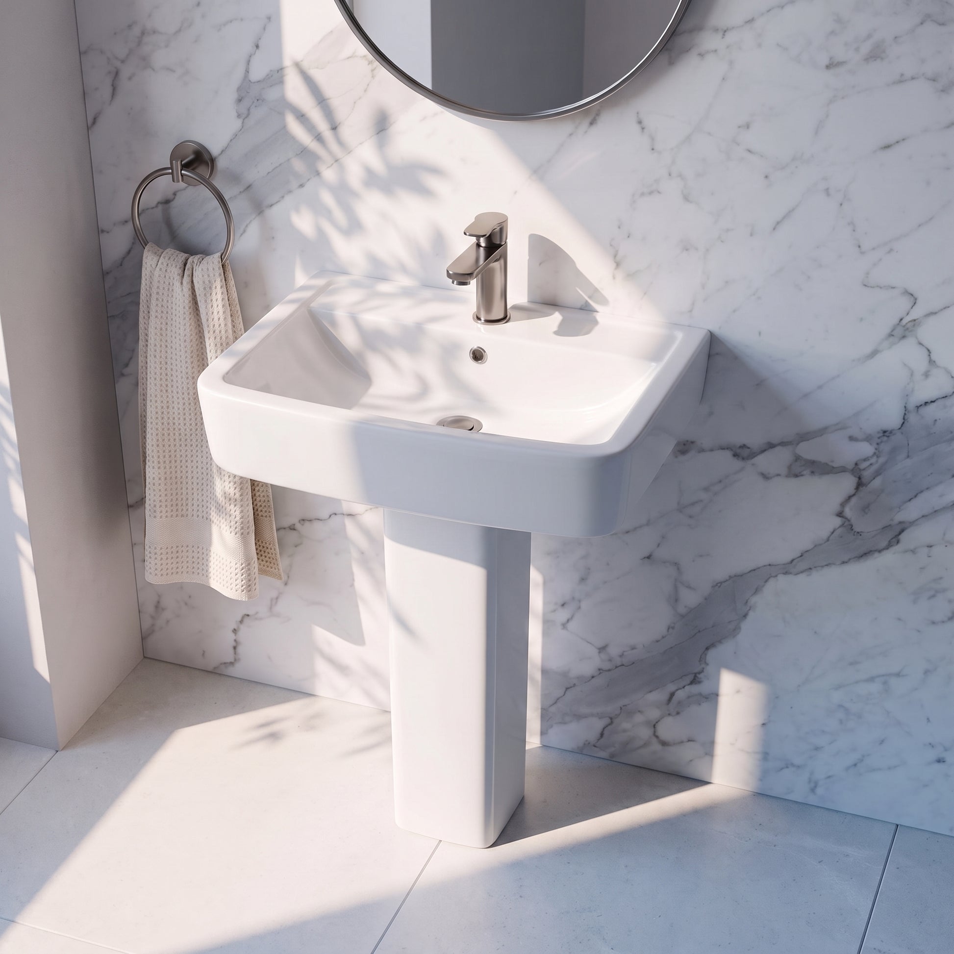 Fairford Mellow 520mm 1TH Basin and Full Pedestal