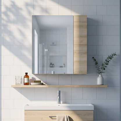 Fairford Aspri Bleached Oak 600mm Mirror Cabinet