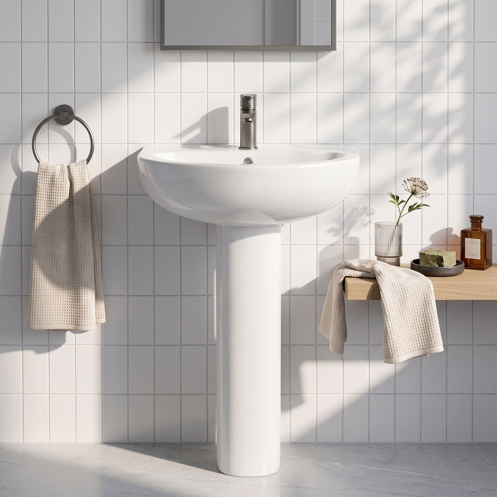 Fairford Kingsly 550mm 1 Tap Hole Basin with Full Pedestal