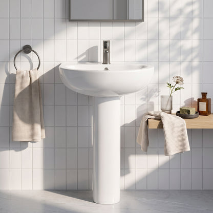 Fairford Kingsly 550mm 1 Tap Hole Basin with Full Pedestal