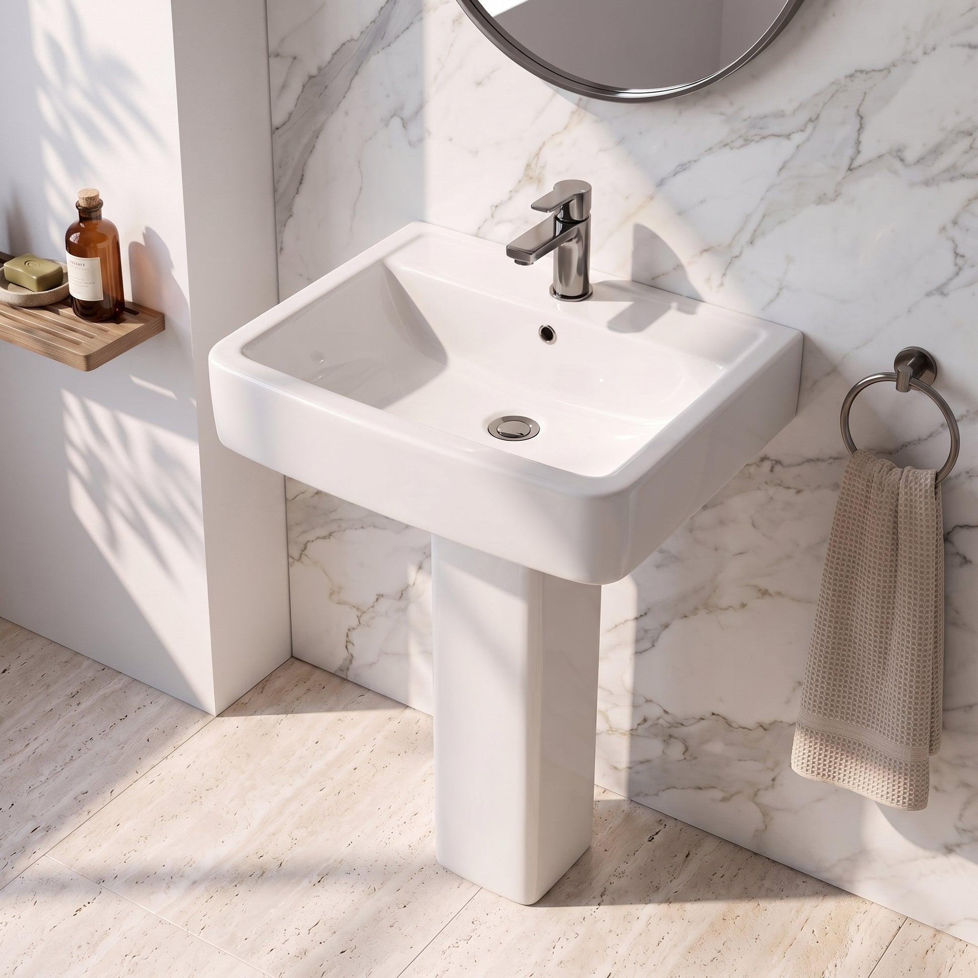 Fairford Loren Pro 600mm 1TH Basin and Full Pedestal