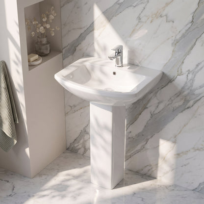 Fairford Nuna 600mm 1 Tap Hole Basin with Full Pedestal