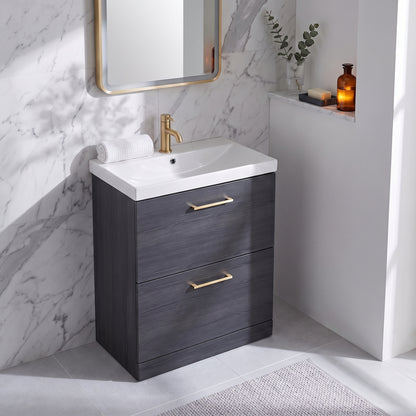 Fairford Aspri 800mm Charcoal Black 2-Drawer Floorstanding Vanity Unit