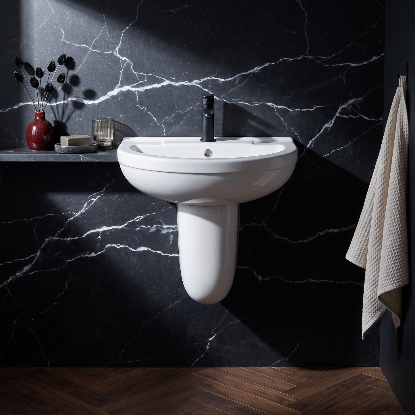 Fairford Gravo 550mm 1TH Basin and Semi Pedestal