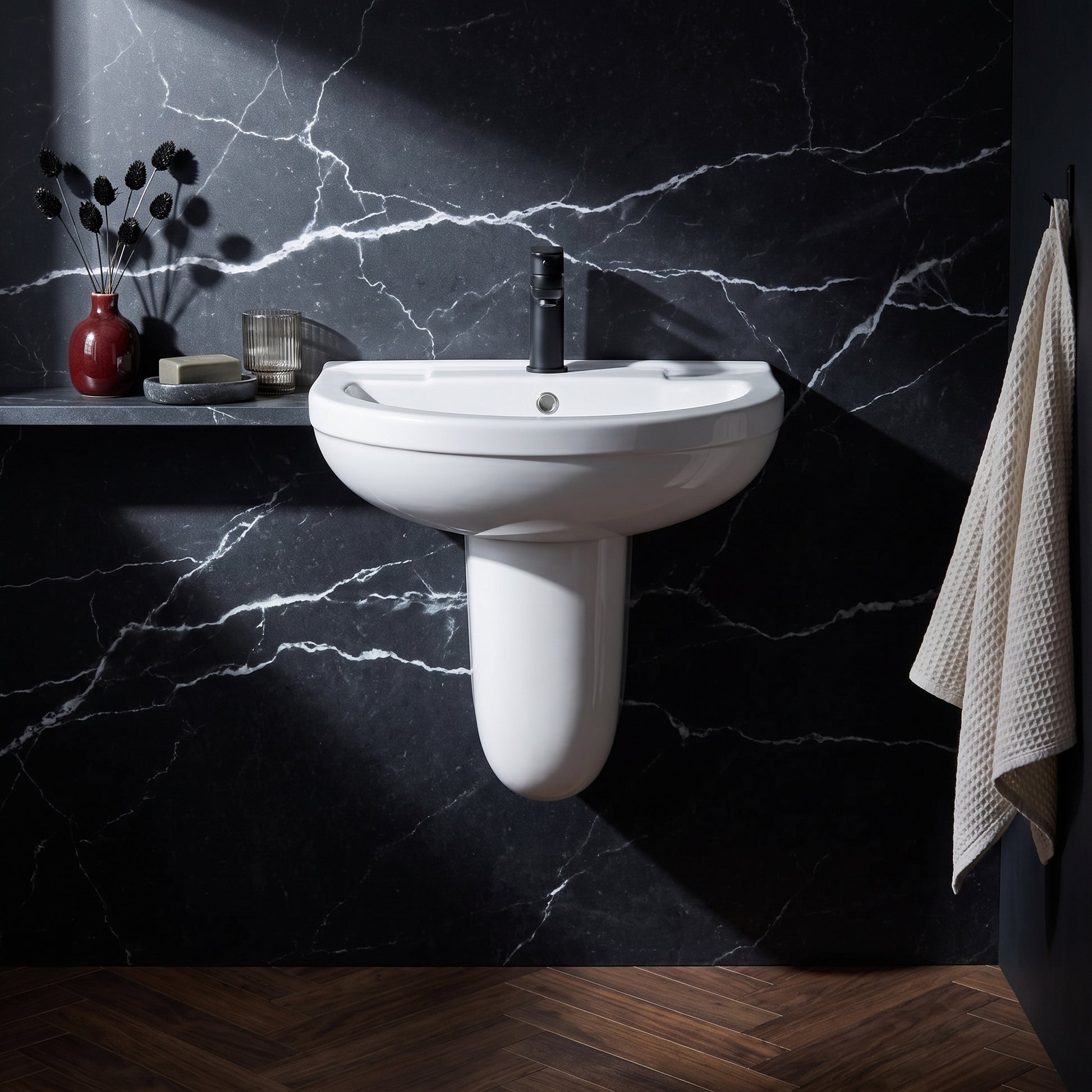Fairford Gravo 550mm 1TH Basin and Semi Pedestal