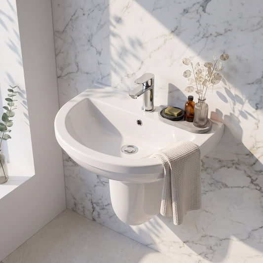 Fairford Hora 550mm 1TH Basin and Semi Pedestal