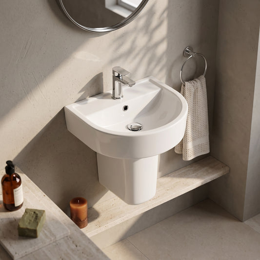Fairford Handel 420mm 1TH Basin and Semi Pedestal