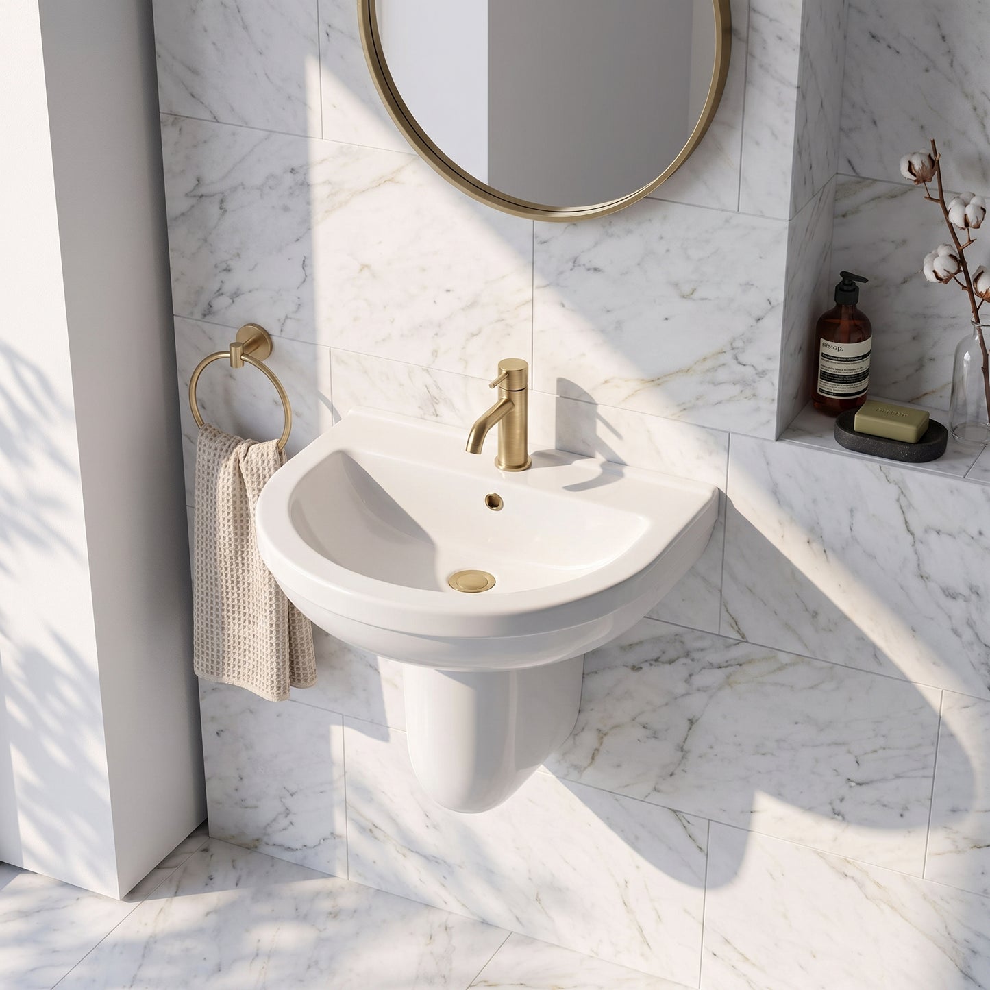 Fairford Hora 550mm 2TH Basin and Semi Pedestal
