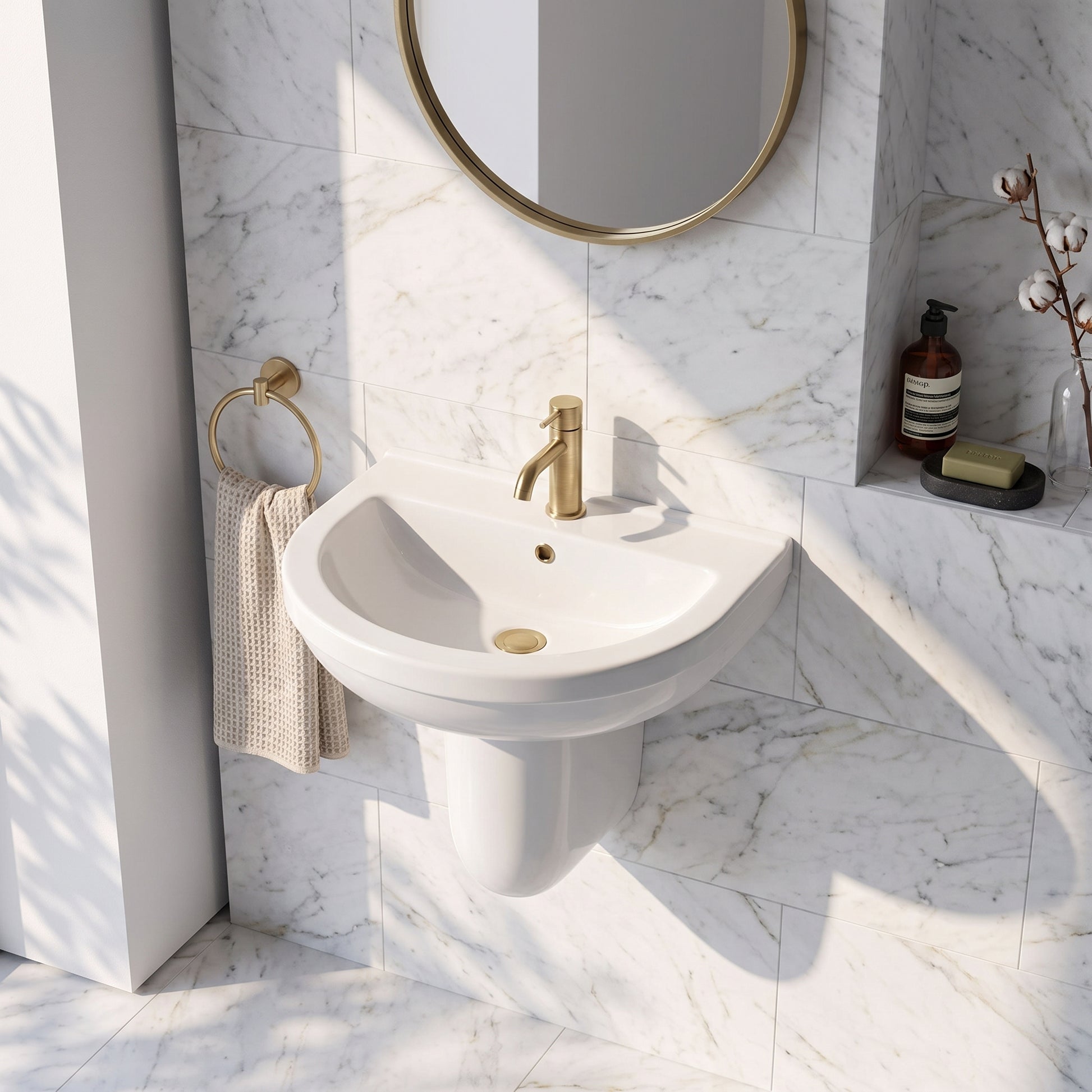 Fairford Hora 550mm 2TH Basin and Semi Pedestal