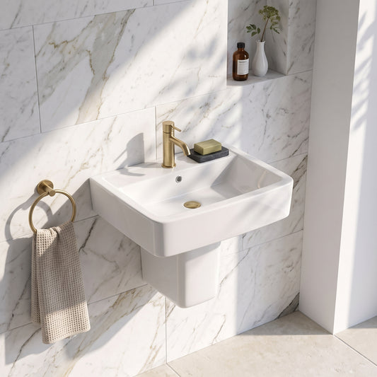 Fairford Mellow 520mm 1TH Basin and Semi-Pedestal
