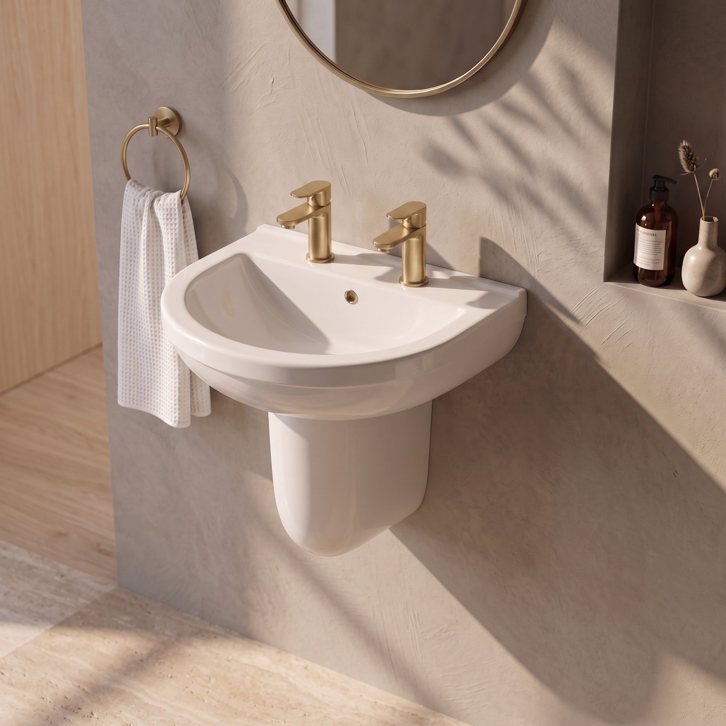 Fairford Hora 550mm 2TH Basin and Semi Pedestal