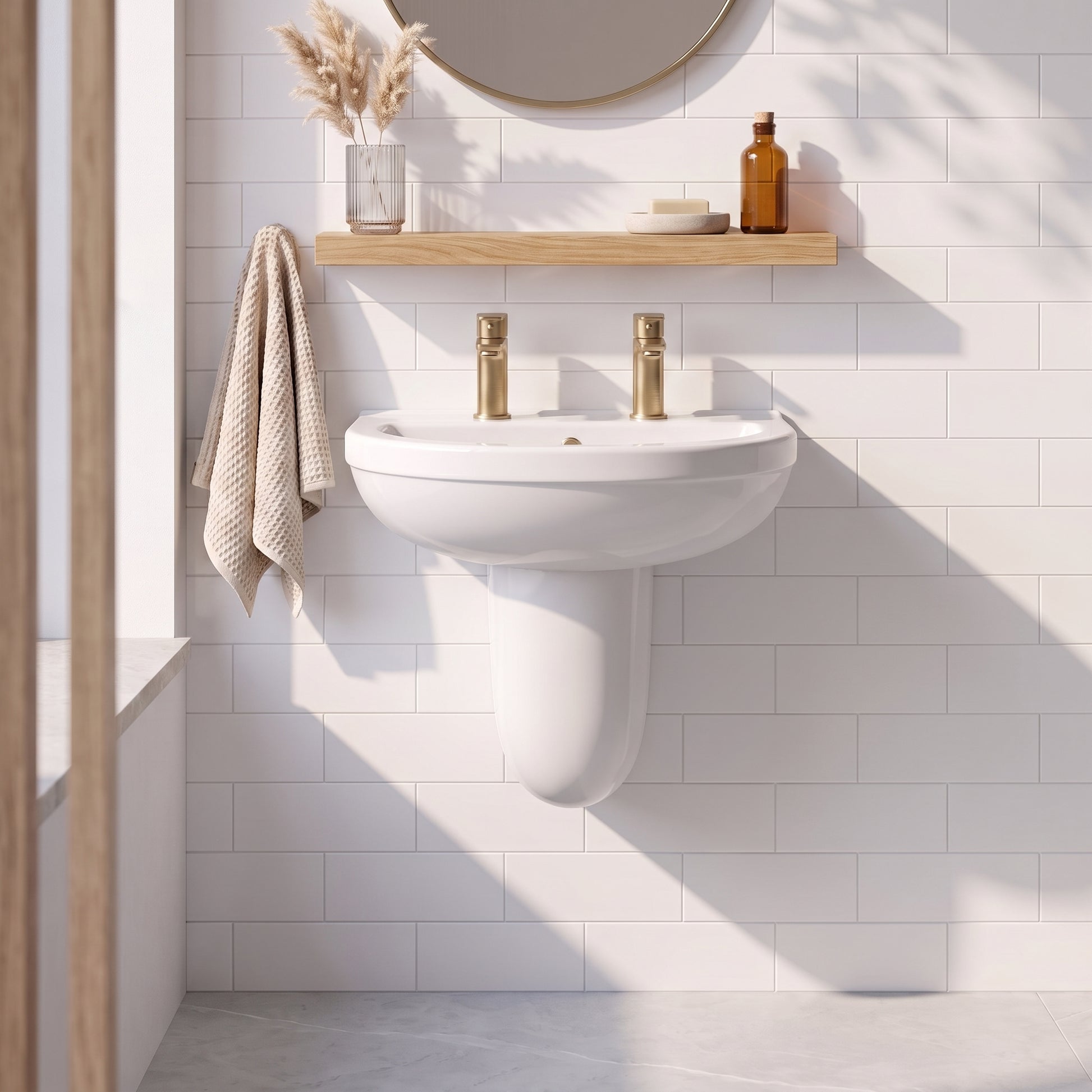 Fairford Hora 550mm 2TH Basin and Semi Pedestal