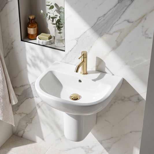 Fairford Roda 500mm 1 Tap Hole Basin with Semi Pedestal