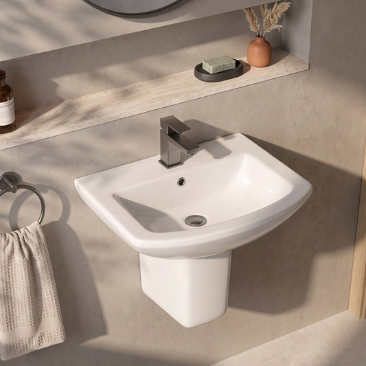 Fairford Nuna 500mm 1 Tap Hole Basin with Semi Pedestal