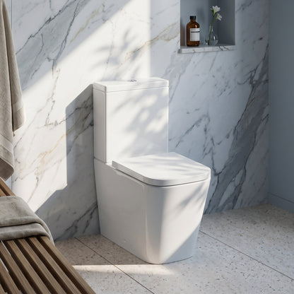 Fairford Grove Pure Rimless Close Coupled Toilet with Soft Close Seat — Bright White Marble lifestyle
