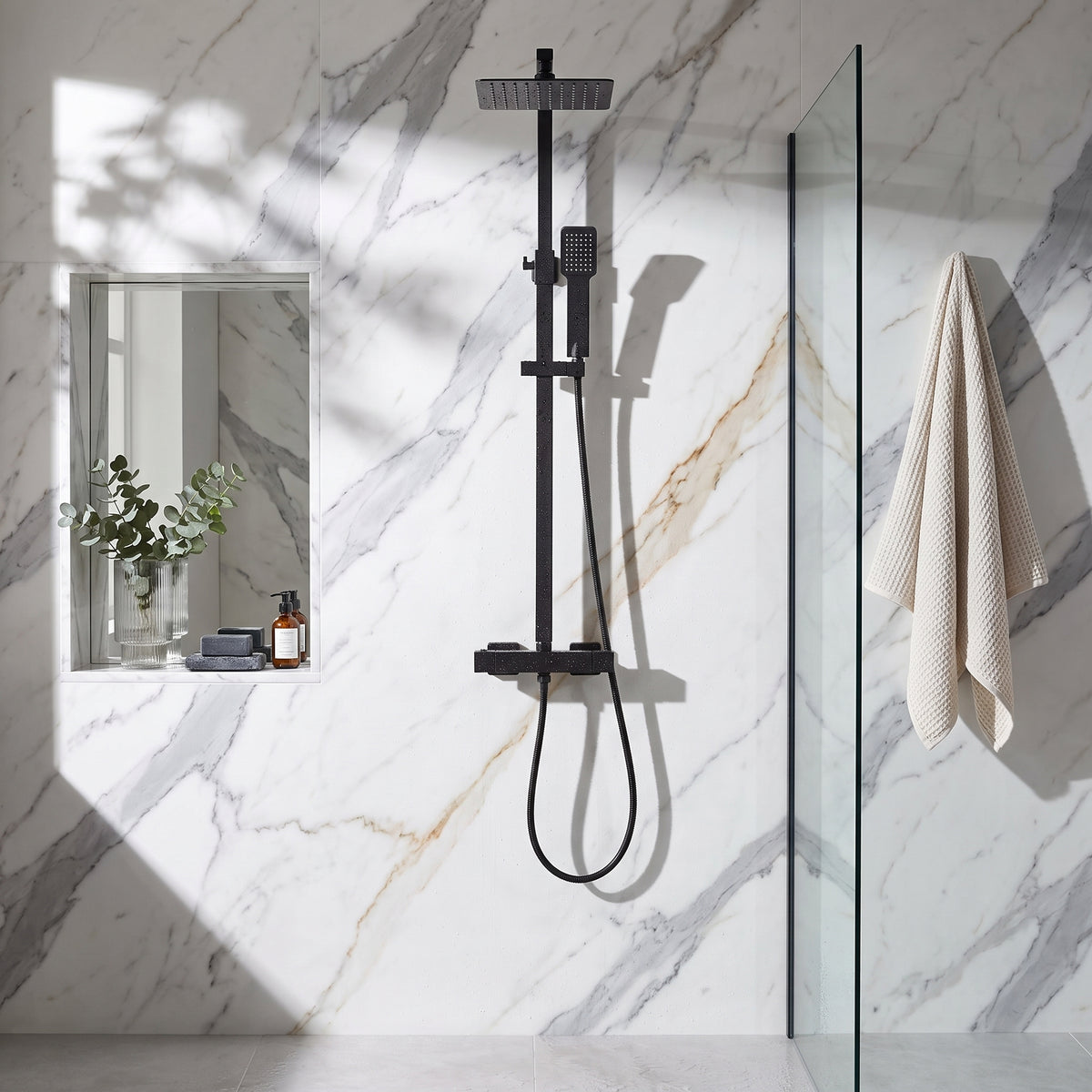 Fairford Amina Matt Black Exposed Shower Kit