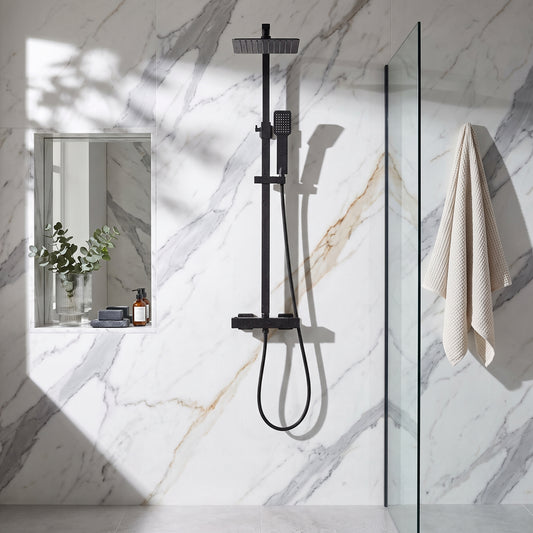 Fairford Amina Matt Black Exposed Shower Kit