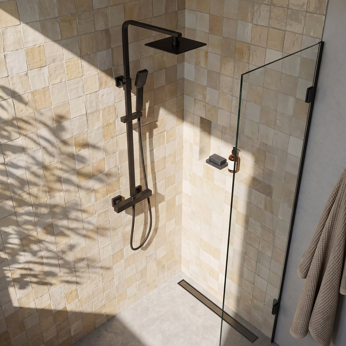 Fairford Amina Matt Black Exposed Shower Kit