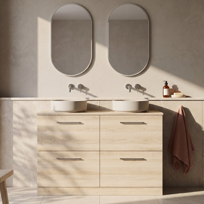 Fairford Aspri Bleached Oak 1200mm 4 Drawer Floorstanding Vanity Unit with Worktop