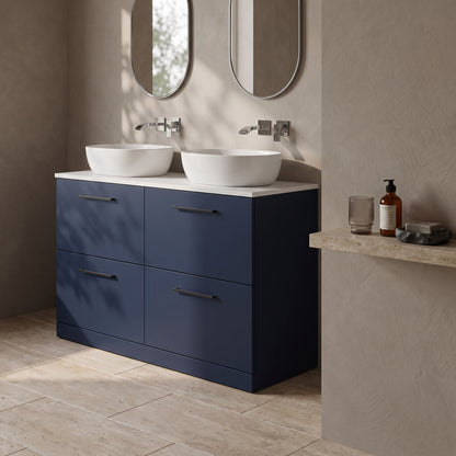 Fairford Aspri Midnight Blue 1200mm 4 Drawer Floorstanding Vanity Unit with Worktop