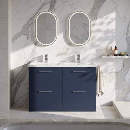Fairford Aspri Midnight Blue 1200mm Floorstanding Double Vanity Unit with Doors and Basin