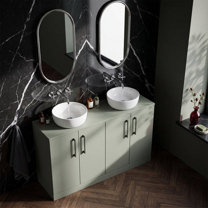 Fairford Aspri Satin Green 1200mm 4 Door Floorstanding Vanity Unit with Worktop