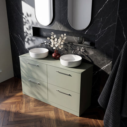 Fairford Aspri Satin Green 1200mm 4 Drawer Floorstanding Vanity Unit with Worktop
