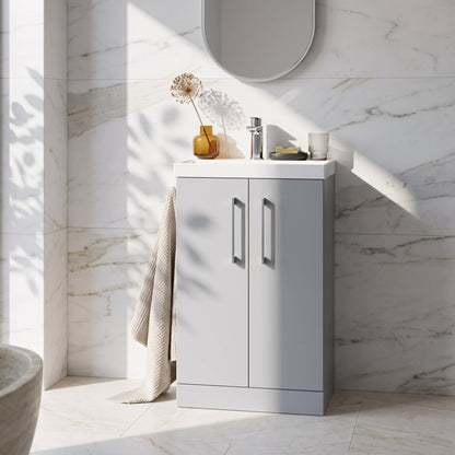 Fairford Aspri Satin Grey 500mm 2 Door Floorstanding Vanity Unit