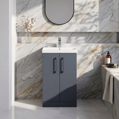Fairford Aspri Soft Black 500mm 2 Door Floorstanding Vanity Unit