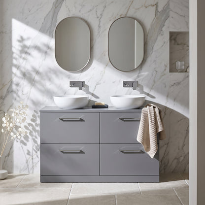 Fairford Aspri Satin Grey 1200mm 4 Drawer Floorstanding Vanity Unit with Worktop