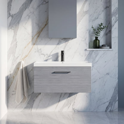 Fairford Aspri 800mm Anthracite 1-Drawer Wall Hung Vanity Unit