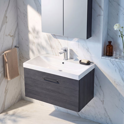 Fairford Aspri 800mm Charcoal Black 1-Drawer Wall Hung Vanity Unit