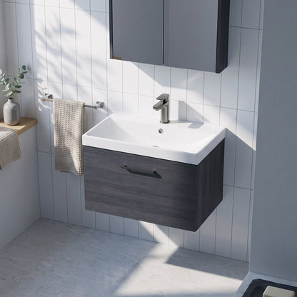 Fairford Aspri 800mm Charcoal Black 1-Drawer Wall Hung Vanity Unit