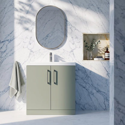Fairford Aspri Satin Green 800mm 2 Door Floorstanding Vanity Unit