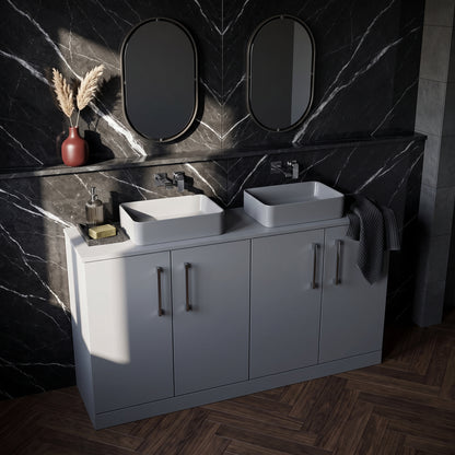 Fairford Aspri Satin Grey 1200mm 4 Door Floorstanding Vanity Unit with Worktop