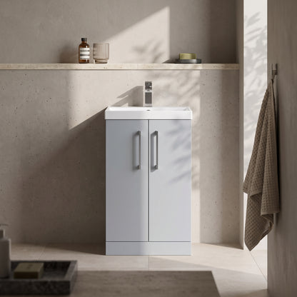 Fairford Aspri Satin Grey 500mm 2 Door Floorstanding Vanity Unit