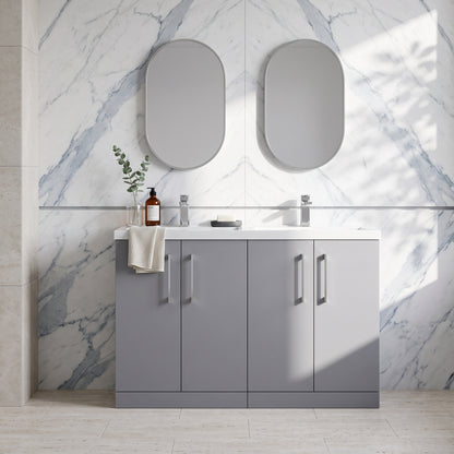 Fairford Aspri Satin Grey 1200mm Floorstanding Double Vanity Unit with Doors and Basin