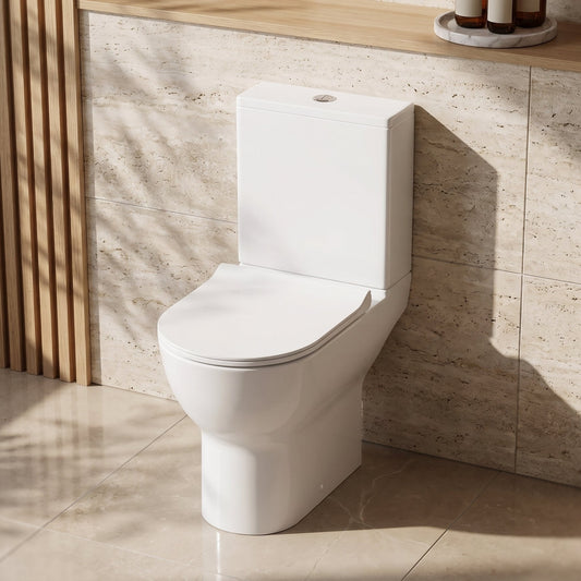 Fairford Sierra Close Coupled Toilet with Sandwich Seat — Warm-Neutral Stone lifestyle