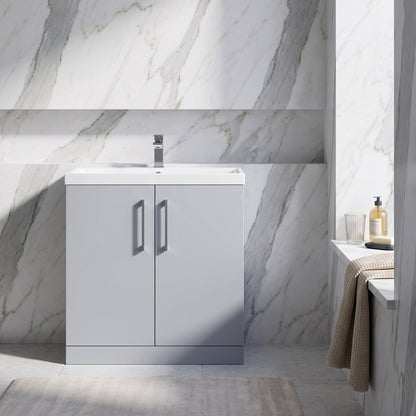 Fairford Aspri Satin Grey 800mm 2 Door Floorstanding Vanity Unit