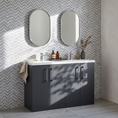 Fairford Aspri Soft Black 1200mm Floorstanding Double Vanity Unit with Doors and Basin