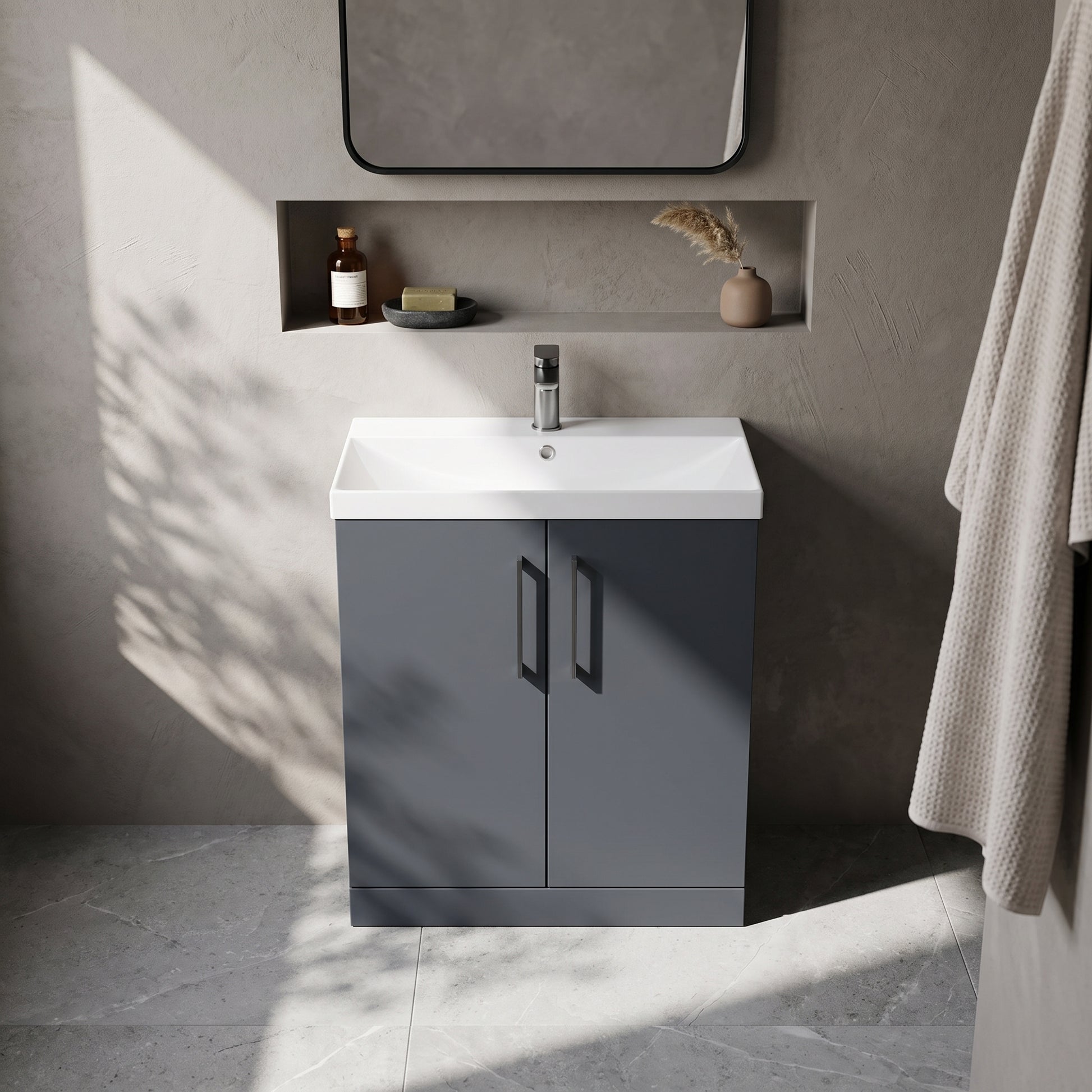 Fairford Aspri Soft Black 800mm 2 Door Floorstanding Vanity Unit