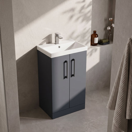 Fairford Aspri Soft Black 500mm 2 Door Floorstanding Vanity Unit