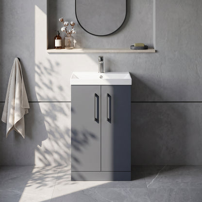 Fairford Aspri Soft Black 500mm 2 Door Floorstanding Vanity Unit