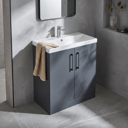Fairford Aspri Soft Black 800mm 2 Door Floorstanding Vanity Unit