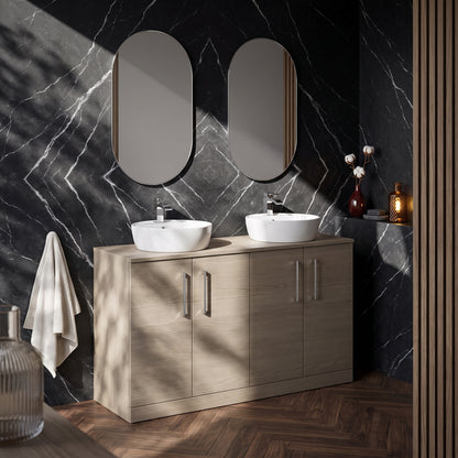 Fairford Aspri Solace Oak 1200mm 4 Door Floorstanding Vanity Unit with Worktop