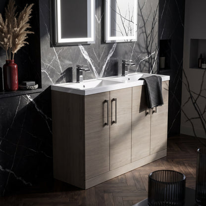 Fairford Aspri Solace Oak 1200mm Floorstanding Double Vanity Unit with Doors and Basin