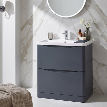 Fairford Eclipse 800mm 2 Drawer Satin Anthracite Floor Standing Vanity Unit