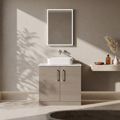 Fairford Aspri Solace Oak 800mm 2 Door Floorstanding Vanity Unit