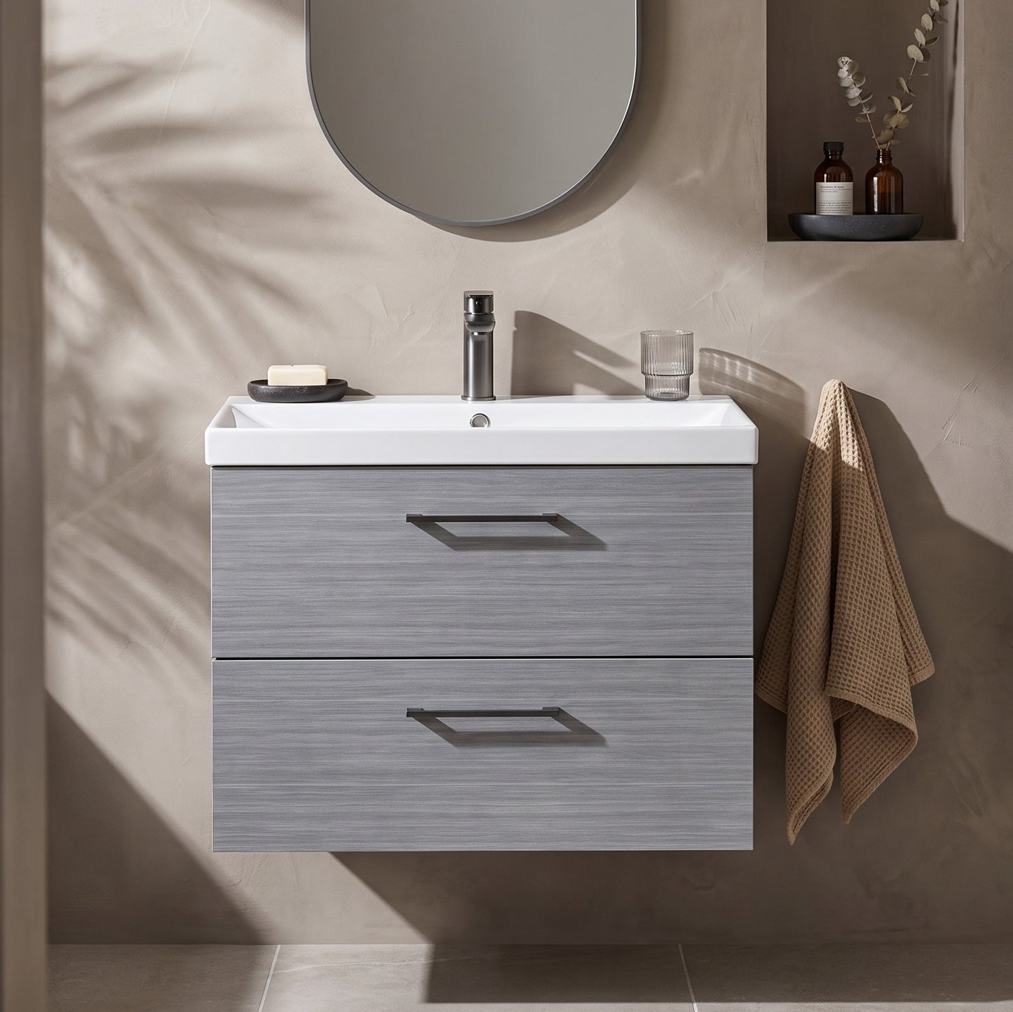 Fairford Aspri 800mm Anthracite 2-Drawer Wall Hung Vanity Unit