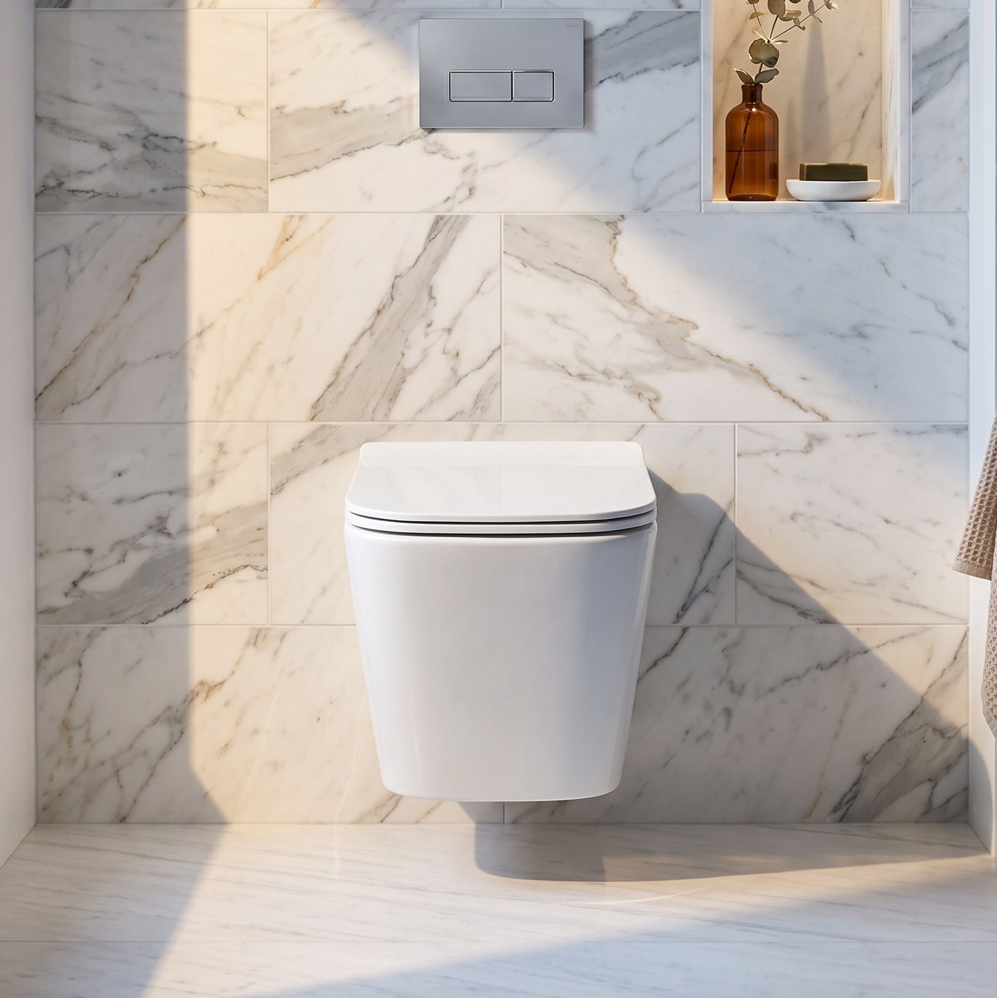 Dezine Cubo Pure Stort Hung Toilet with Soft Close Seat